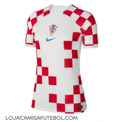 Camisa de Futebol Croácia Equipamento Principal Mulheres Mundo 2022 Manga Curta